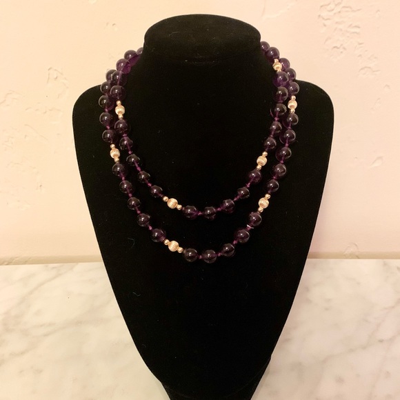 💗Gump’s 14k gold large bead Amethyst long necklace.  AAA++++quality!!! - Picture 6 of 9